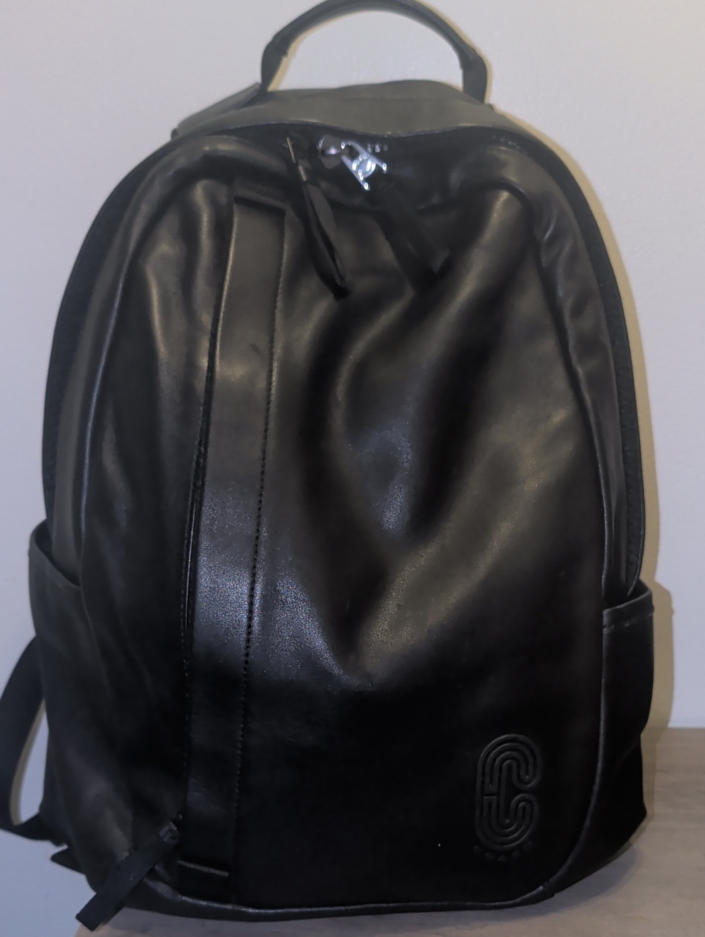 Men's Black Leather Coach Backpack - Sleek Everyday Carry